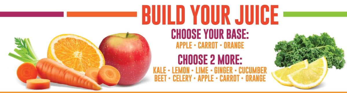 Build your Juice with a base and 2 more ingredients